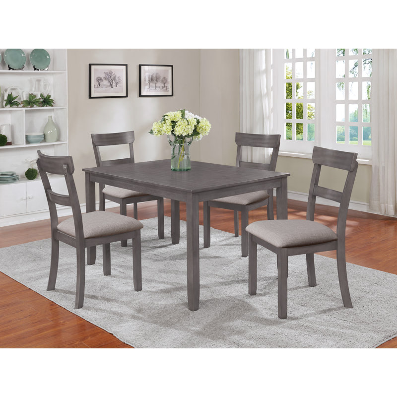 Charlton Home® Wilmoth 5 Piece Solid Wood Dining Set & Reviews | Wayfair